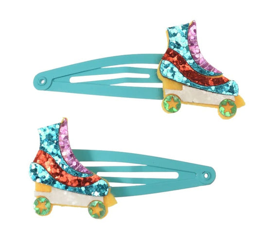 Glitzer Haarspange "Rollschuh"