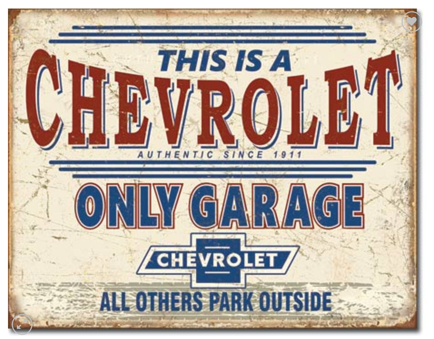 Blechschild "Chevrolet Only Garage"