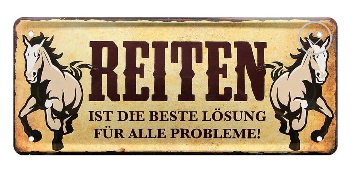 Blechschild "Reiten"