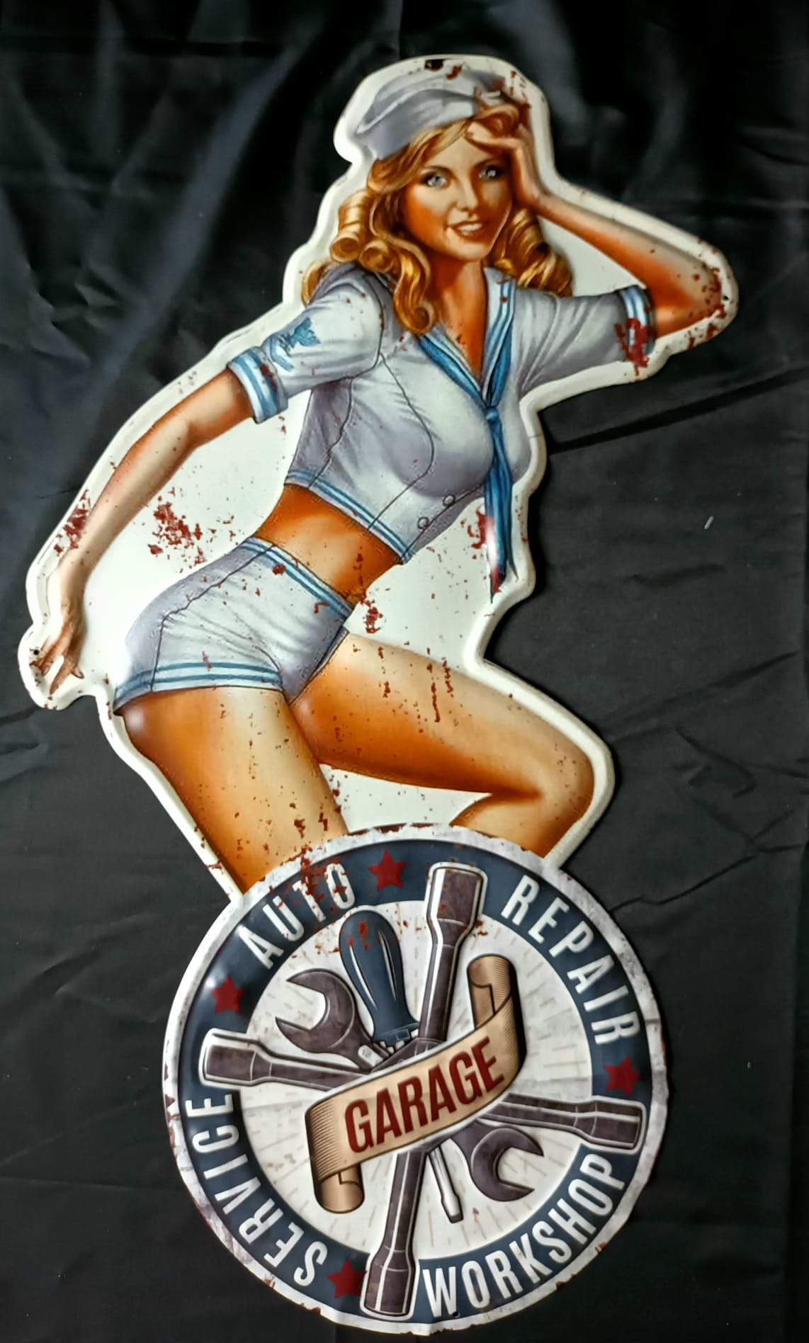 Blechschild "Pinup Garage Workshop"
