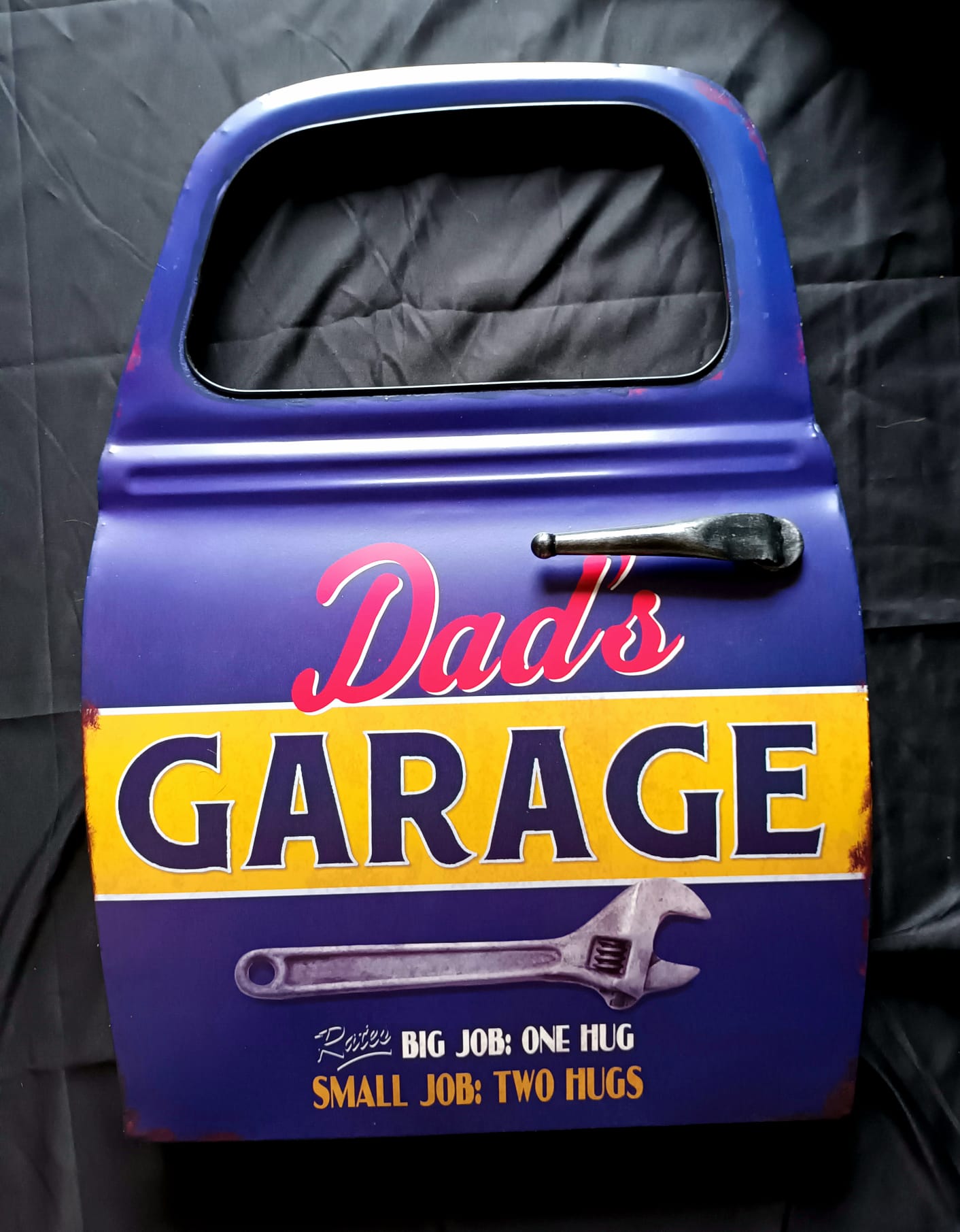 Blechschild "Autotür Dads Garage"