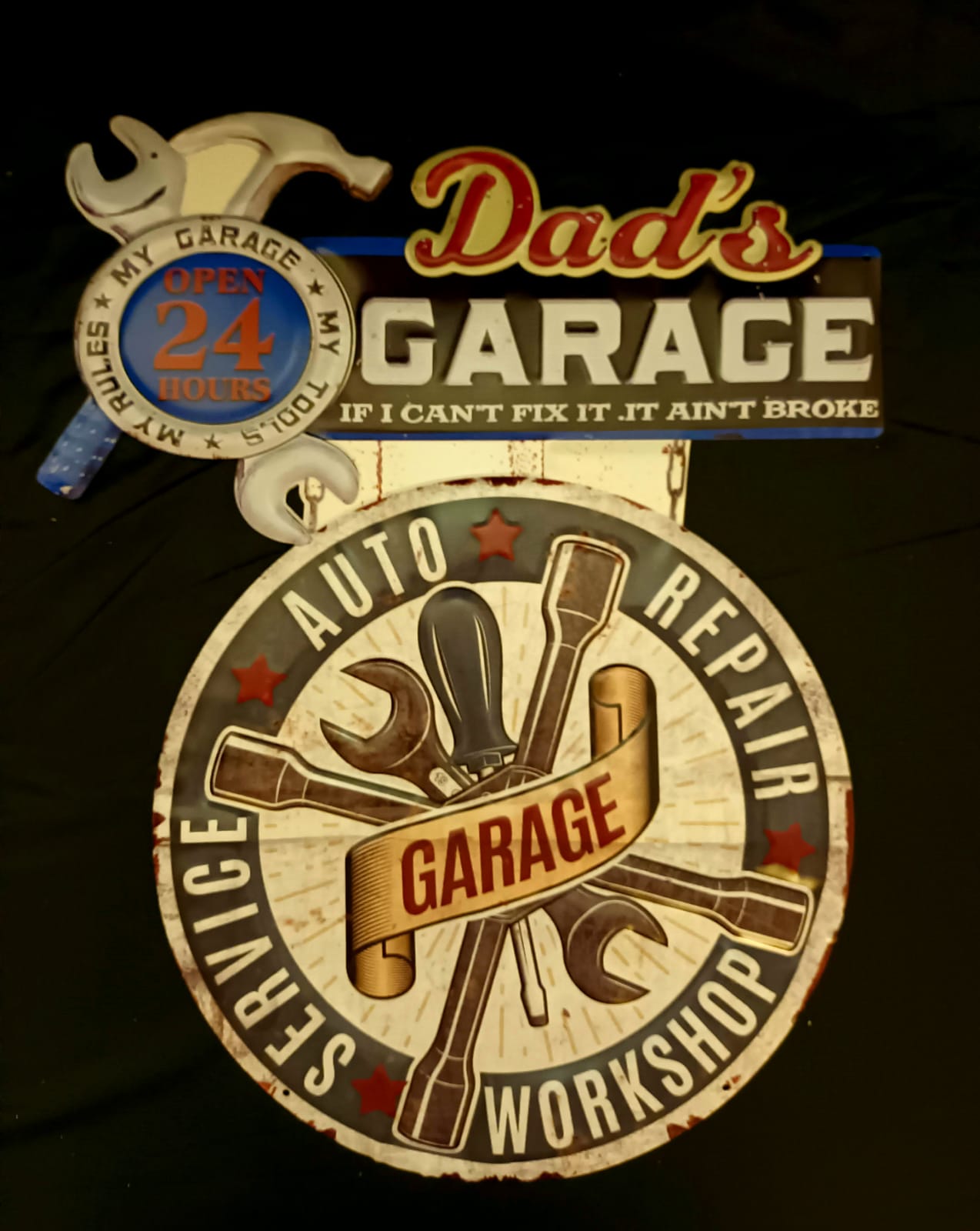 Blechschild "Dads Garage"