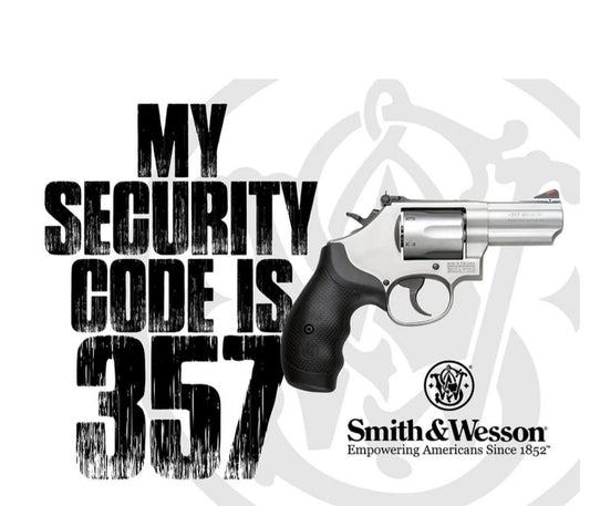 Blechschild "My Security Code is 357 Smith&Wesson"