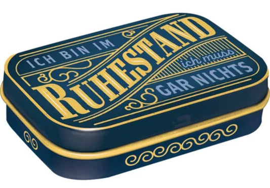 Blechdose "Ruhestand"  gefüllt mit Pfefferminzdragees
