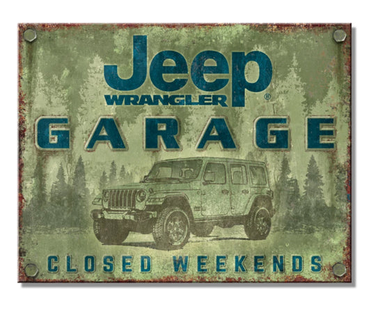 Blechschild "Jeep WRANGLER GARAGE"