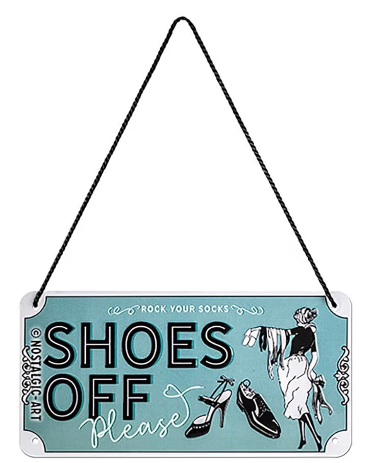 Blechschild "Shoes off"