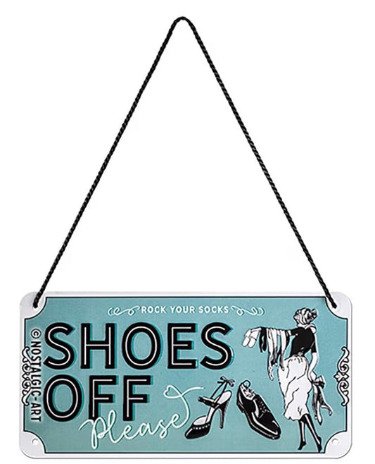 Blechschild "Shoes off"