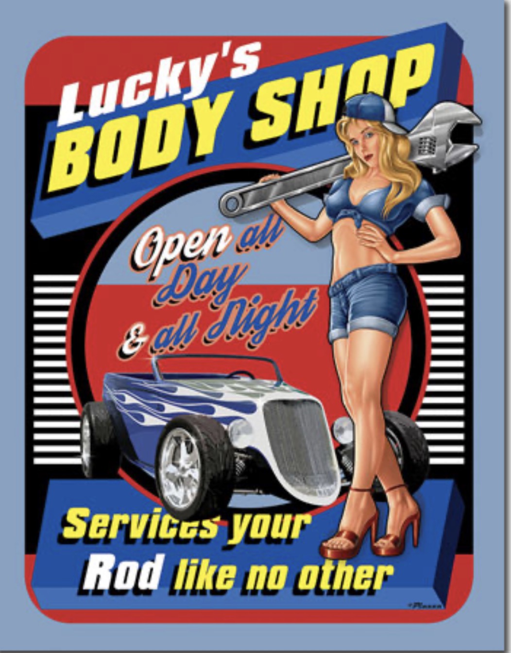 Blechschild "Lucky Body Shop"