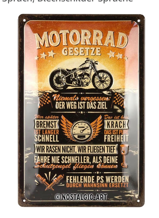 Blechschild "Motorrad Gesetzt"