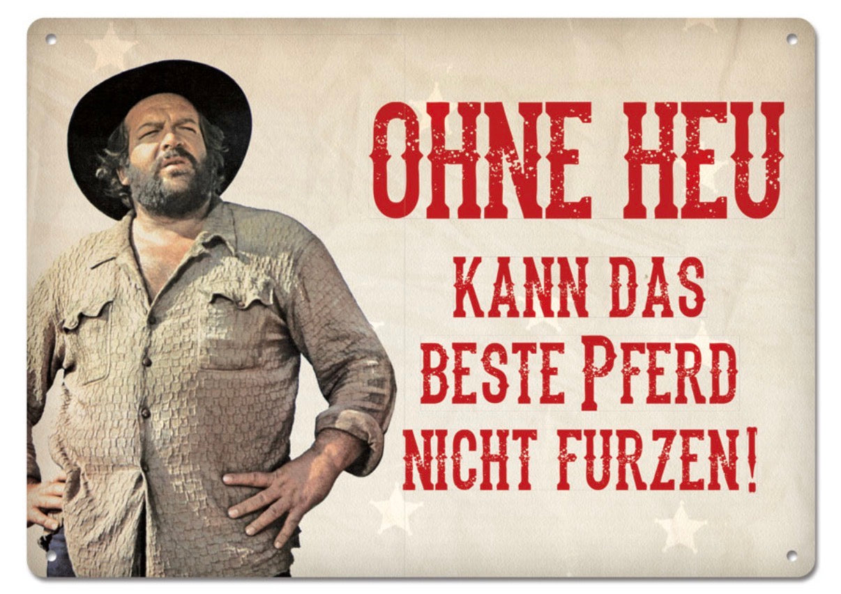Blechpostkarte" Ohne Heu..."