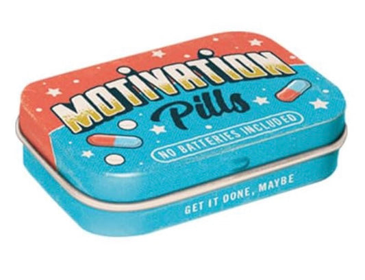 Blechdose "Motivation Pills"  gefüllt mit Pfefferminzdragees