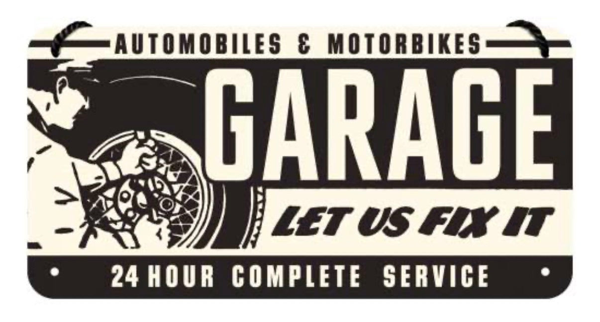 Blechschild "GARAGE Let us Fix it"