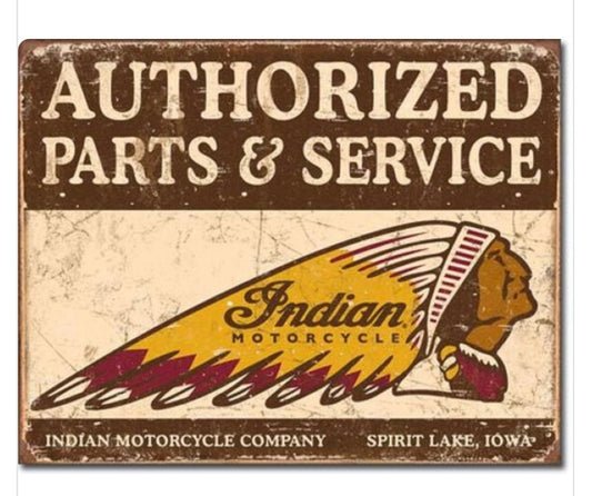 Blechschild "Authorizes Parts & Service Indian"