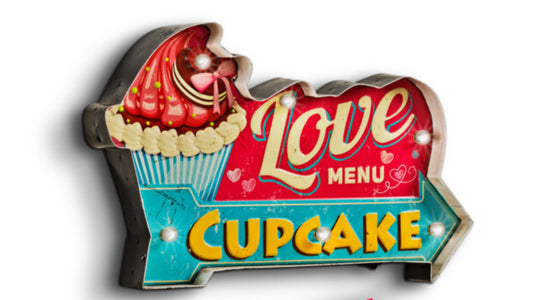 Blechschild "Love Cupcake" mit Led Beleuchtung