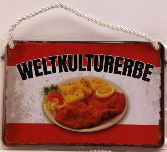 Hängeschild "Weltkulturerbe - Wiener Schnitzel"