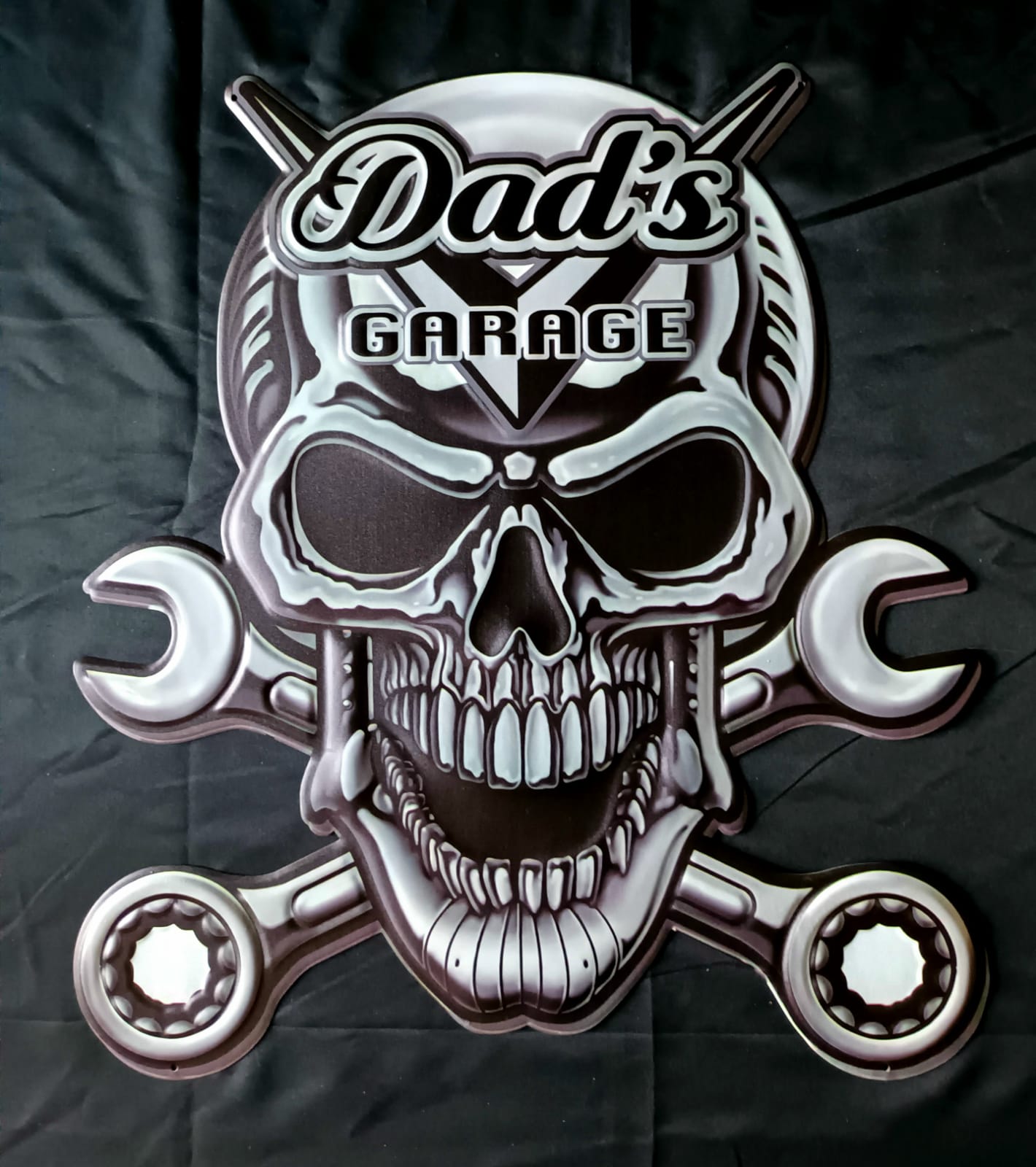 Blechschild "Dads Garage Totenkopf"