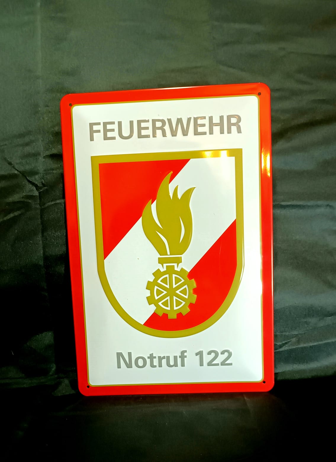 Blechschild "Feuerwehr - Notruf 122"