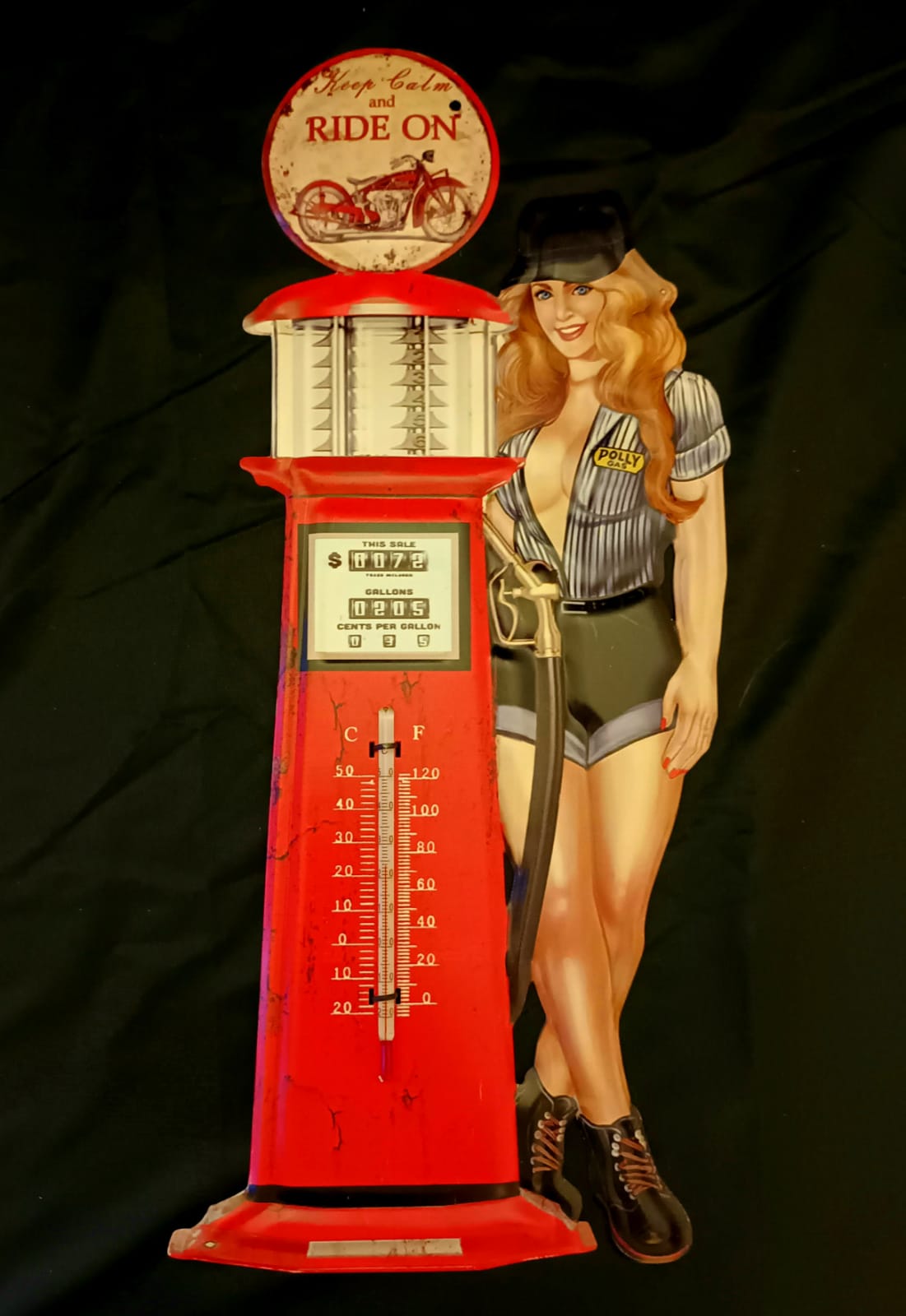 Thermometer "Pinup mit Zapfsäule"